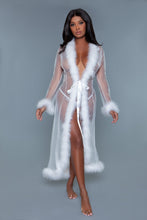 Load image into Gallery viewer, BW1650WT Marabou Robe White