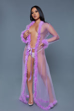 Load image into Gallery viewer, BW1650LAV Marabou Robe Lavender