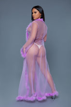 Load image into Gallery viewer, BW1650LAV Marabou Robe Lavender