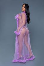 Load image into Gallery viewer, BW1650LAV Marabou Robe Lavender