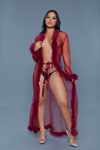 BW1650MAR Marabou Robe Maroon