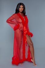 Load image into Gallery viewer, BW1650RD Marabou Robe Red