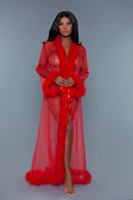 Load image into Gallery viewer, BW1650RD Marabou Robe Red