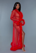 Load image into Gallery viewer, BW1650RD Marabou Robe Red