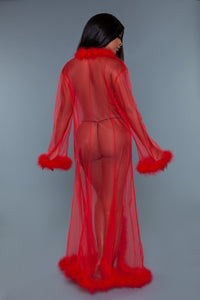 BW1650RD Marabou Robe Red