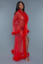 Load image into Gallery viewer, BW1650RD Marabou Robe Red