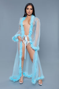 BW1650TUR Marabou Robe Turquoise