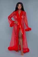 Load image into Gallery viewer, BW1650RD Marabou Robe Red