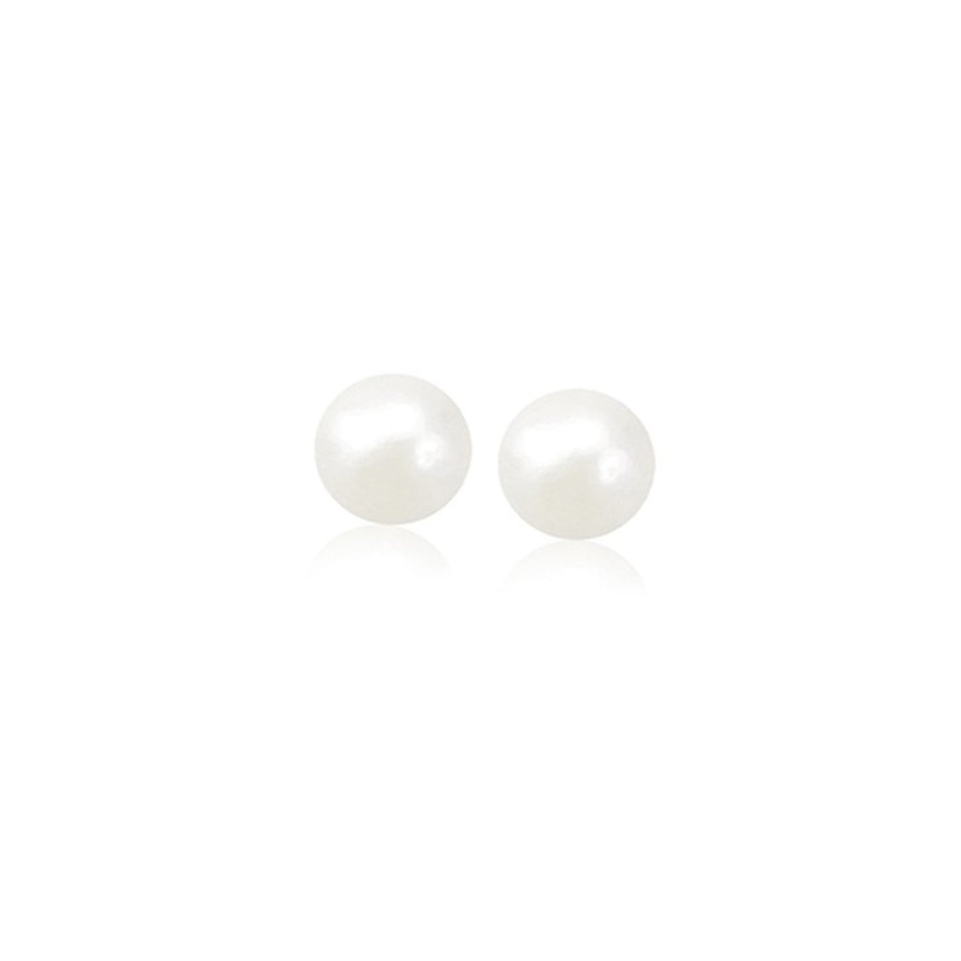 14k Yellow Gold Freshwater Cultured White Pearl Stud Earrings (4.0 mm)