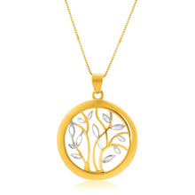 Load image into Gallery viewer, 14k Two-Tone Gold Pendant with an Open Round Tree Design - Black Olive