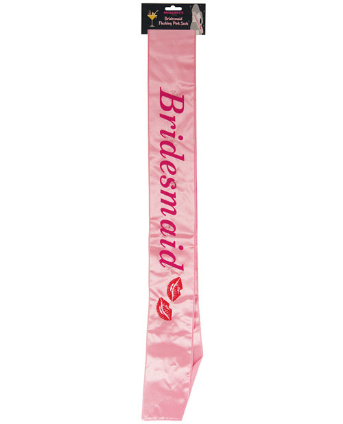 Bachelorette Bridesmaid Flashing Sash W/kisses - Pink - Black Olive
