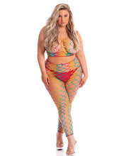 Load image into Gallery viewer, Pink Lipstick Roy G. Biv 2 Pc Bodystocking Rainbow - Black Olive