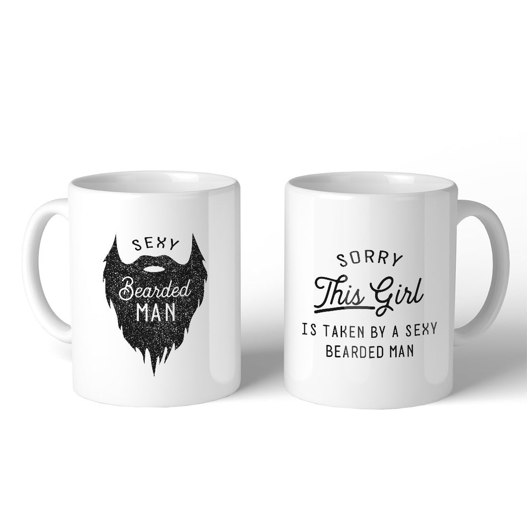 Sexy Bearded Man 11oz Matching Couple Gift Mugs Anniversary Gifts - Black Olive