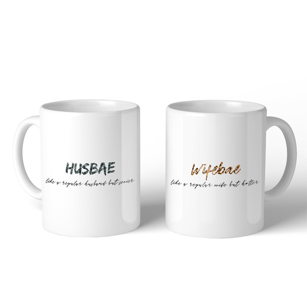 Husbae Wifebae Leopard Military 11oz Cute Matching Couple Gift Mugs - Black Olive